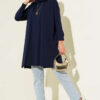⁦Side Slit Basic Tunic Navy Blue⁩ - الصورة ⁦2⁩
