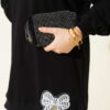 ⁦Ribbon Detail Crew Neck Tunic Black⁩ - الصورة ⁦4⁩