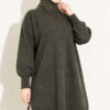 Side Slit Soft Long Knit Tunic Smoke