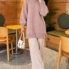 ⁦Side Slit Soft Long Knit Tunic Rose Dust⁩ - الصورة ⁦2⁩