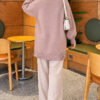 ⁦Side Slit Soft Long Knit Tunic Rose Dust⁩ - الصورة ⁦4⁩