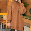 Side Slit Soft Long Knit Tunic Mustard - الصورة 3