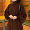 Side Slit Soft Long Knit Tunic Brown