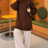 Side Slit Soft Long Knit Tunic Brown - immagine 2
