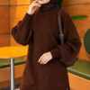 Side Slit Soft Long Knit Tunic Brown - immagine 3