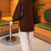 Side Slit Soft Long Knit Tunic Brown - immagine 4