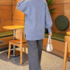 Side Slit Soft Long Knit Tunic Blue - Imagen 4