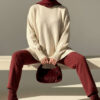 Side Slit Soft Long Knit Tunic Stone - Image 2