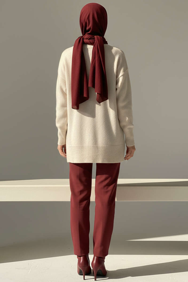 Side Slit Soft Long Knit Tunic Stone - Image 3