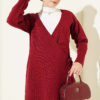 ⁦Side-tie Knit Two-Piece Set Burgundy⁩ - الصورة ⁦2⁩