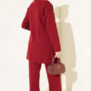 ⁦Side-tie Knit Two-Piece Set Burgundy⁩ - الصورة ⁦3⁩
