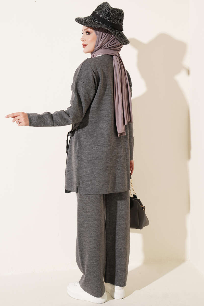 Side-tie Knit Two-Piece Set Smoke - الصورة 3