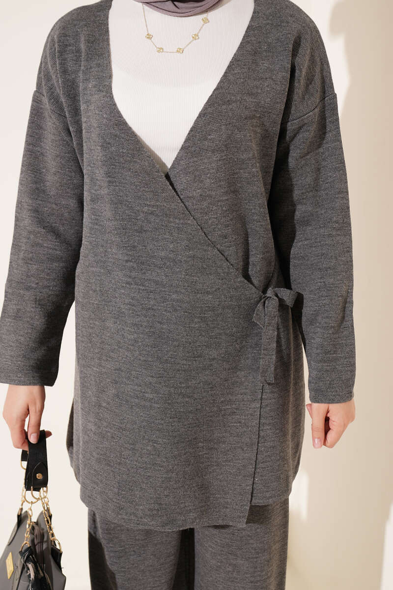 Side-tie Knit Two-Piece Set Smoke - الصورة 4