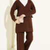 Side-tie Knit Two-Piece Set Brown