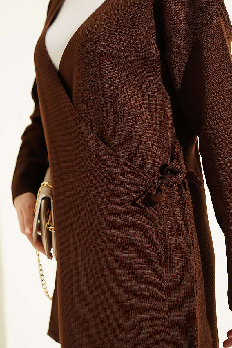 Side-tie Knit Two-Piece Set Brown - الصورة 4