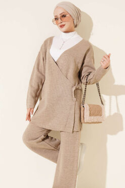 Alternative view of Side-tie Knit Two-Piece Set Mink