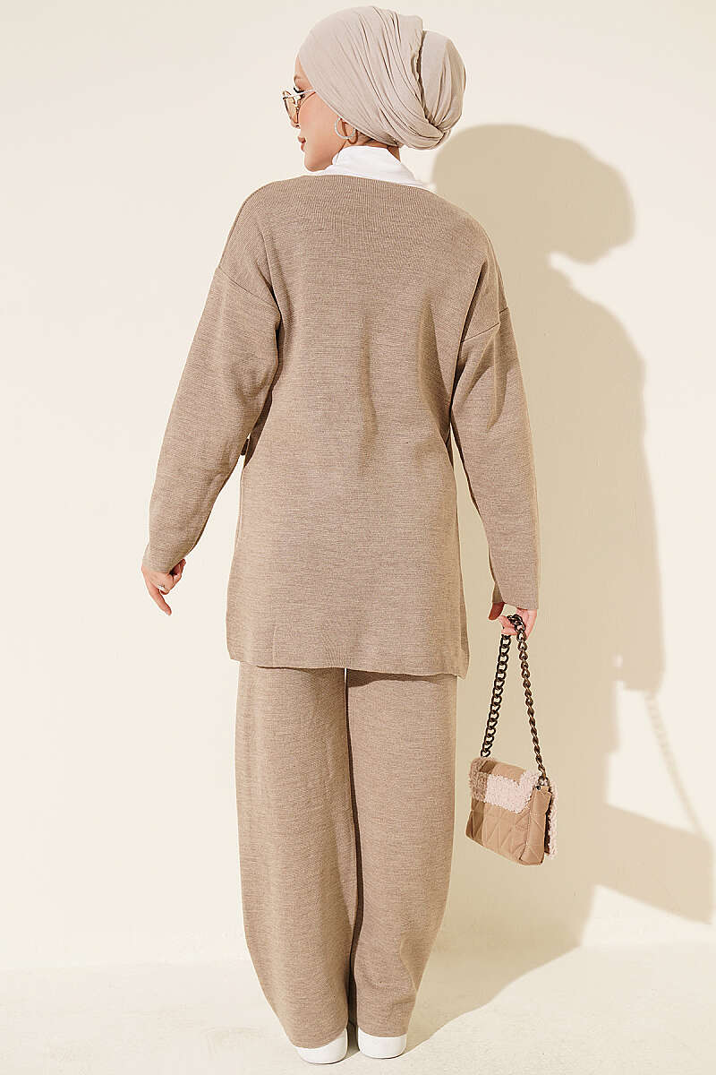 Side-tie Knit Two-Piece Set Mink - الصورة 3
