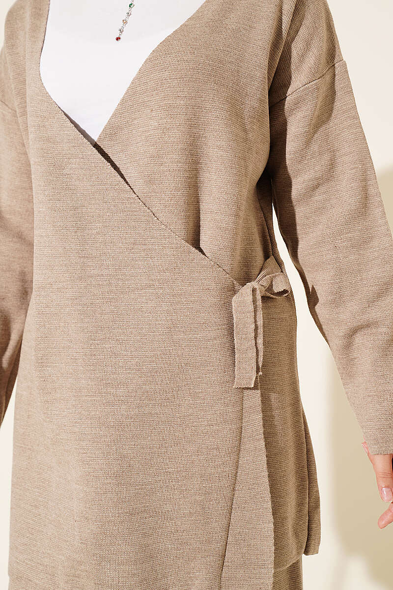 Side-tie Knit Two-Piece Set Mink - الصورة 4