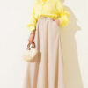 Basic Side Pocket Hem Edge Skirt Beige - Image 2