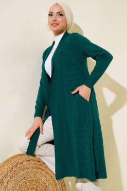 Side-Seamed Tied Cardigan Emerald