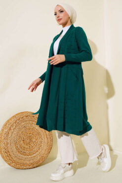 Alternative view of Side-Seamed Tied Cardigan Emerald