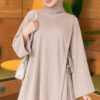 Side-Tie Detail French Terry Tunic Beige