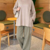 Side-Tie Detail French Terry Tunic Beige - الصورة 2