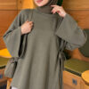 Side-Tie Detail French Terry Tunic Khaki - Afbeelding 3
