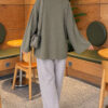 Side-Tie Detail French Terry Tunic Khaki - Afbeelding 4