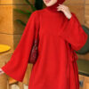 Side-Tie Detail French Terry Tunic Red