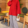 Side-Tie Detail French Terry Tunic Red - الصورة 2