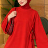 Side-Tie Detail French Terry Tunic Red - الصورة 3