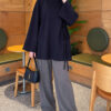 Side-Tie Detail French Terry Tunic Navy Blue – Bild 2