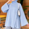 Side-Tie Detail French Terry Tunic Blue – Bild 3