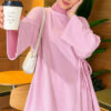 Side-Tie Detail French Terry Tunic Pink