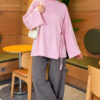 Side-Tie Detail French Terry Tunic Pink - immagine 2