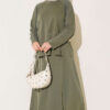 Button-Details Hem French Terry Two-Piece Set Khaki