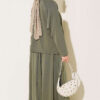 Button-Details Hem French Terry Two-Piece Set Khaki – Bild 3