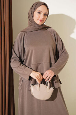 Alternative view of Button-Details Hem French Terry Two-Piece Set Mink