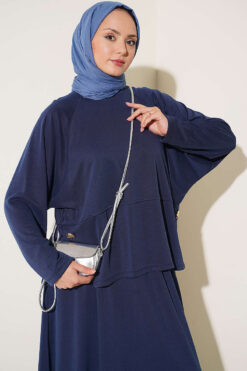 Alternative view of Button-Details Hem French Terry Two-Piece Set Navy Blue