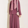 Button-Details Hem French Terry Two-Piece Set Plum - الصورة 3