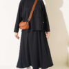 Button-Details Hem French Terry Two-Piece Set Black