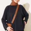 Button-Details Hem French Terry Two-Piece Set Black - الصورة 2