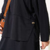 Button-Details Hem French Terry Two-Piece Set Black - الصورة 4