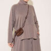 Button-Details Hem French Terry Two-Piece Set Mink - الصورة 2
