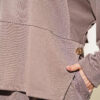 Button-Details Hem French Terry Two-Piece Set Mink - الصورة 4