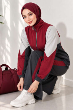 Alternative view of Striped Side Detail Embroidered Two-Piece Set Smoke