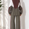 Striped Side Detail Embroidered Two-Piece Set Khaki – Bild 4