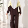 Striped Side Detail Embroidered Two-Piece Set Brown - الصورة 4