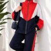 Striped Side Detail Embroidered Two-Piece Set Navy Blue – Image 3